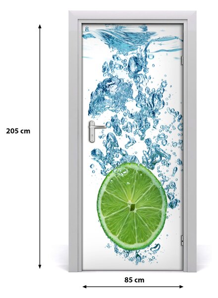 Naklejka na drzwi samoprzylepna Limonka pod wodą