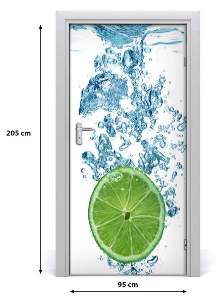 Naklejka na drzwi samoprzylepna Limonka pod wodą