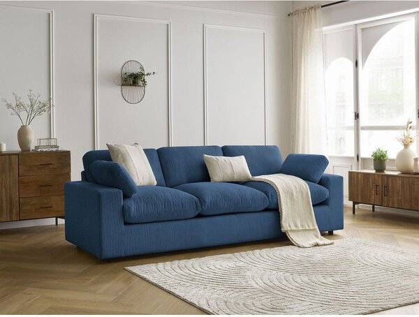Niebieska sztruksowa sofa 250 cm Belair – Bobochic Paris