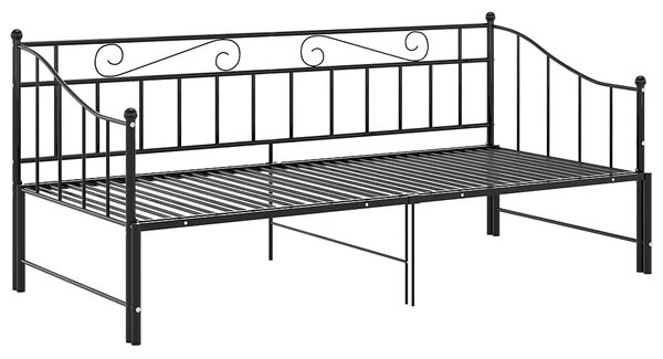 Czarne rozkładane łóżko metalowe 90x200 cm D1-F38
