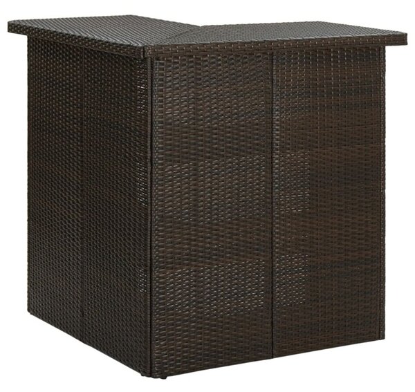 Narożny stolik barowy, brązowy, 100x50x105 cm, rattan pe
