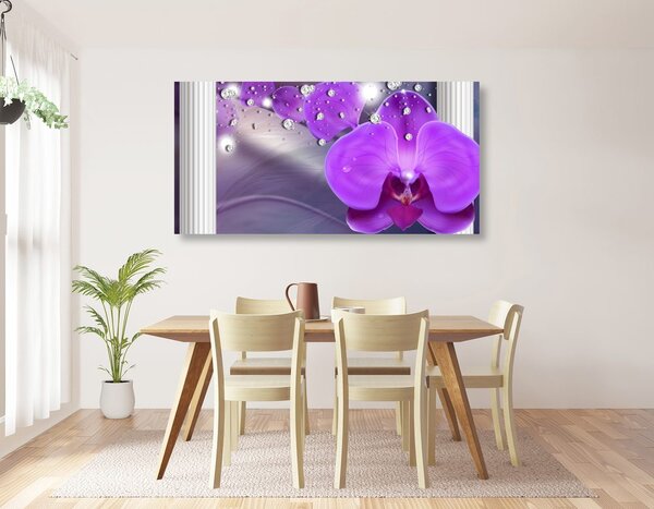 Obraz orchidea przy greckich kolumnach