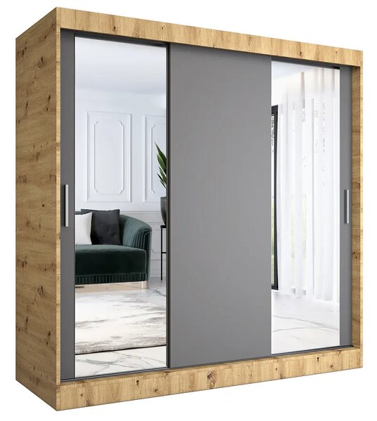 Szafa przesuwna dąb artisan + antracyt 200 cm Z2-T03