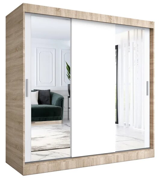 Szafa przesuwna dąb sonoma + biały 200 cm R8-F61