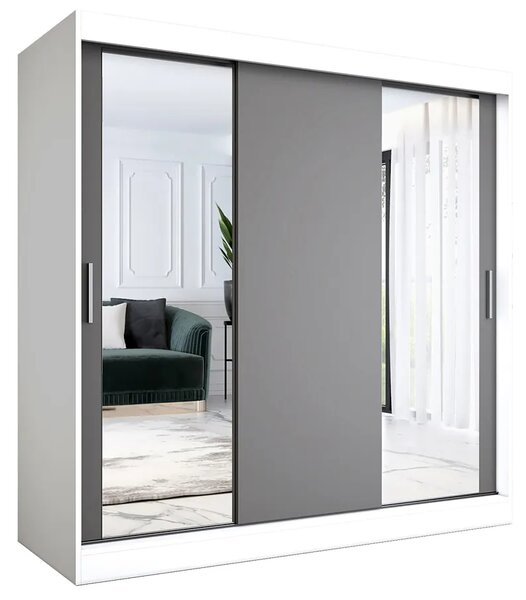 Szafa przesuwna biały + antracyt 200 cm E3-G24