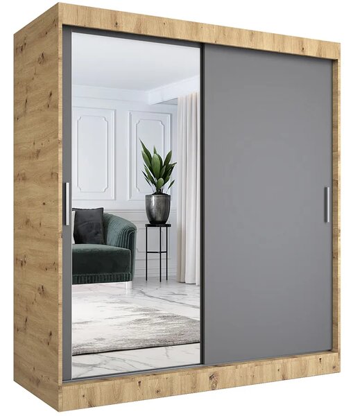 Szafa przesuwna dąb artisan + antracyt 180 cm H6-H09