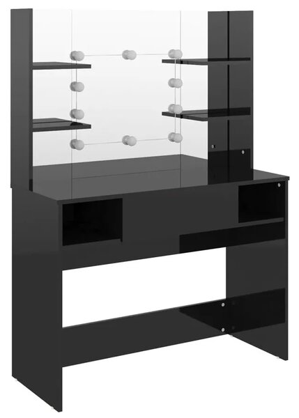 Czarna toaletka z lustrem z żarówkami led S8-K89