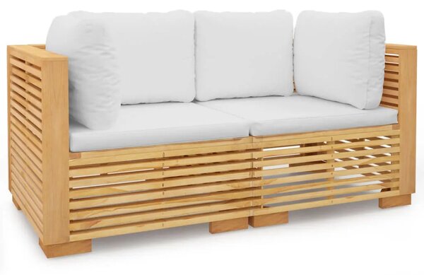 Drewniana modułowa sofa ogrodowa z kremowymi poduszkami K4-E20
