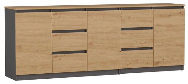Duża komoda 200 cm dąb artisan + antracyt Z0-E42