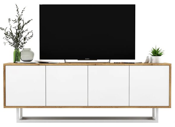 Loftowa szafka rtv dąb wotan + biały H6-K85