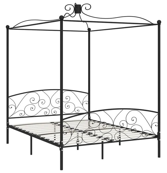 Czarne metalowe łóżko z baldachimem 120x200 cm B0-B23