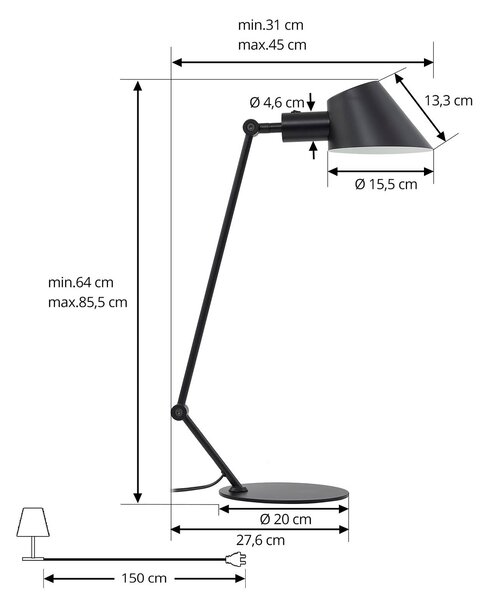 Lampa stołowa Corali Lindby, czarny, salon / jadalnia, metal, nowoczesny