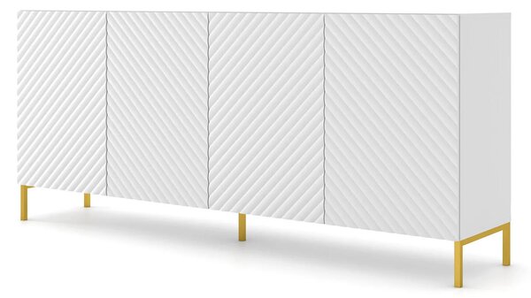 Długa komoda 200 cm biały mat + złote nóżki B8-B56