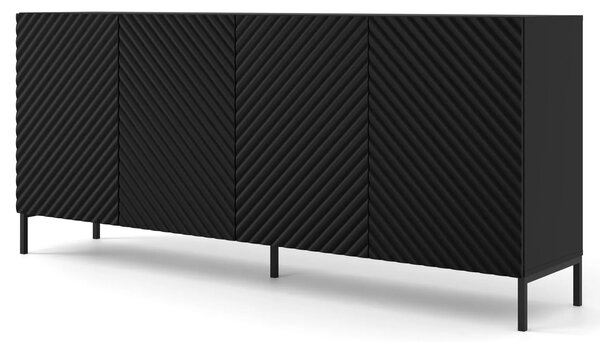 Komoda z półkami 200 cm czarny mat + czarne nóżki K9-R52