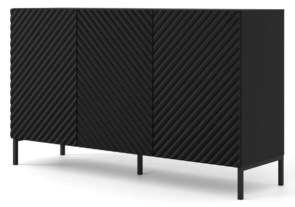 Komoda modern glamour czarny mat + czarne nóżki F9-A44