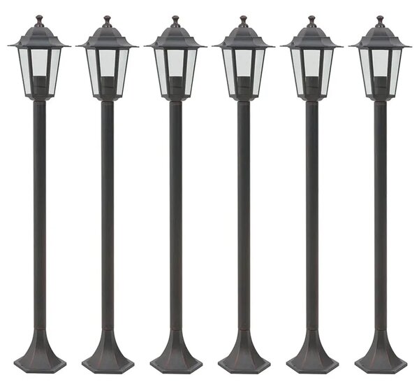 Zestaw 6 brązowych lamp zewnętrznych słupki - A467 P3-H62