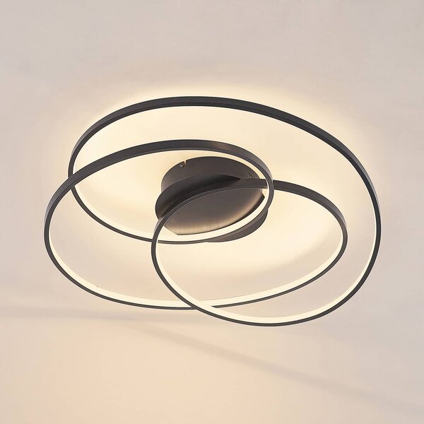 Lampa sufitowa LED Kateryna Lindby, możliwość ściemniania, czarny, salon / jadalnia, nowoczesny