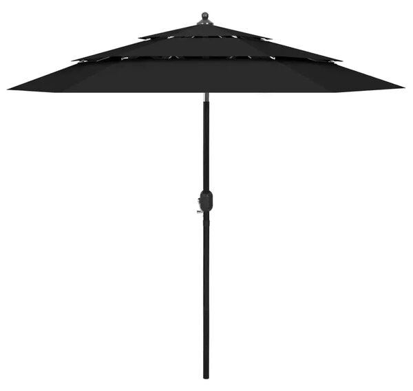 Czarny parasol ogrodowy z potrójnym daszkiem F1-R83