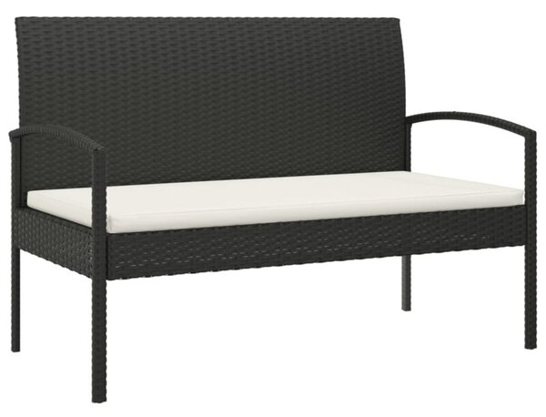 Ławka ogrodowa z poduszką, czarna, 105 cm, polirattan