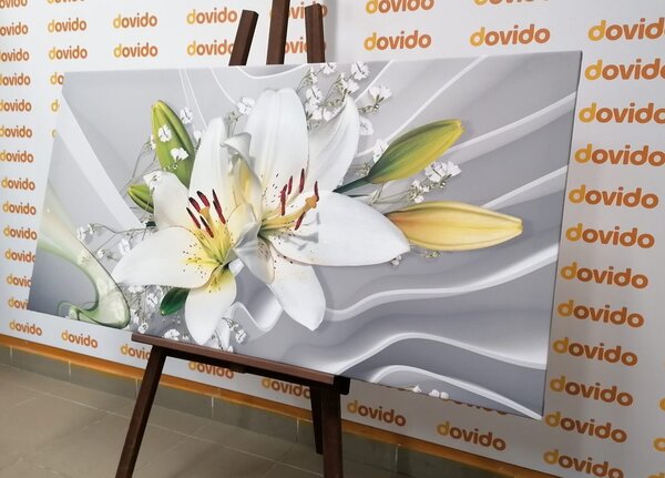 Obraz biała orchidea na ciekawym tle