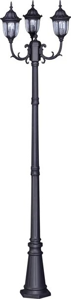 Czarna wysoka stojąca lampa ogrodowa potrójna - 14X S318 F3-R48