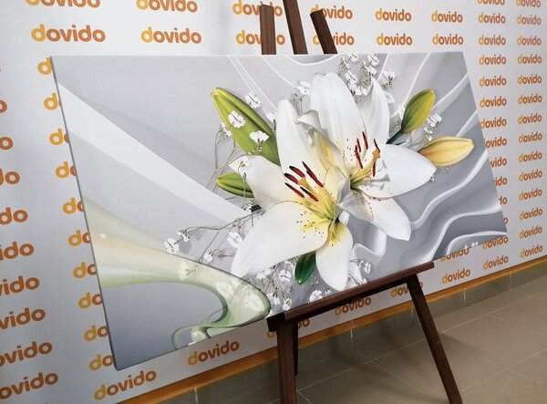Obraz biała orchidea na ciekawym tle