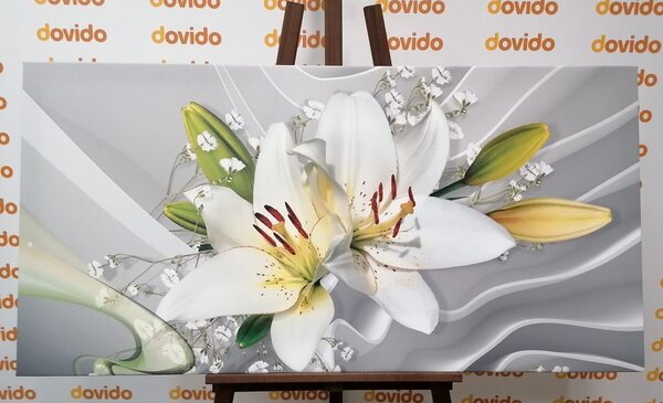 Obraz biała orchidea na ciekawym tle