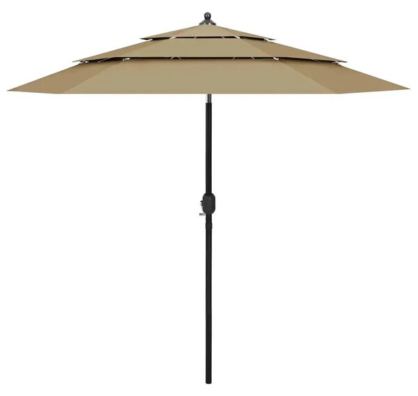 Okrągły trzypoziomowy parasol ogrodowy taupe P9-D43