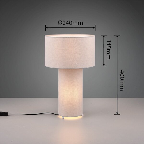 Jasnoszara lampa stołowa (wys. 40 cm) Bale – Trio