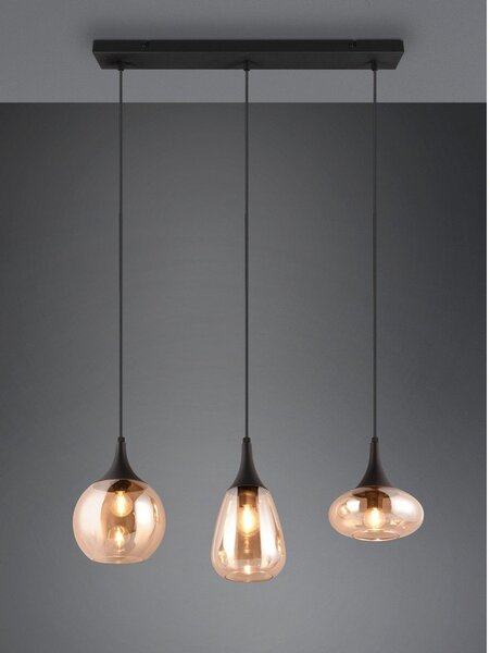 Czarno-pomarańczowa lampa wisząca ze szklanym kloszem Lumina – Trio