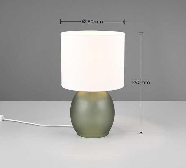 Biało-zielona lampa stołowa z tekstylnym kloszem (wys. 29 cm) Vela – Trio