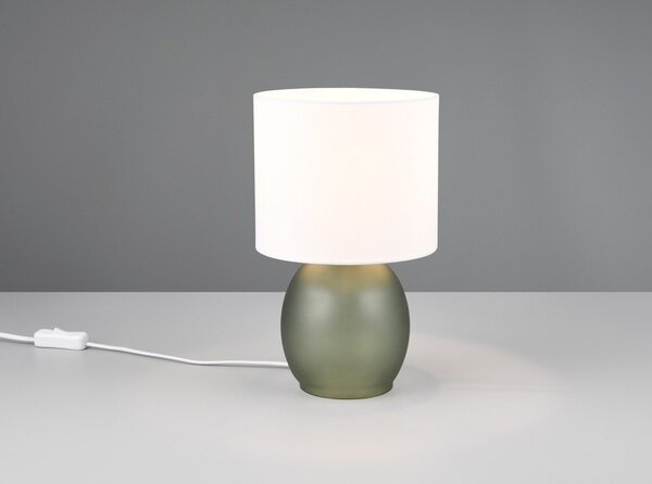 Biało-zielona lampa stołowa z tekstylnym kloszem (wys. 29 cm) Vela – Trio