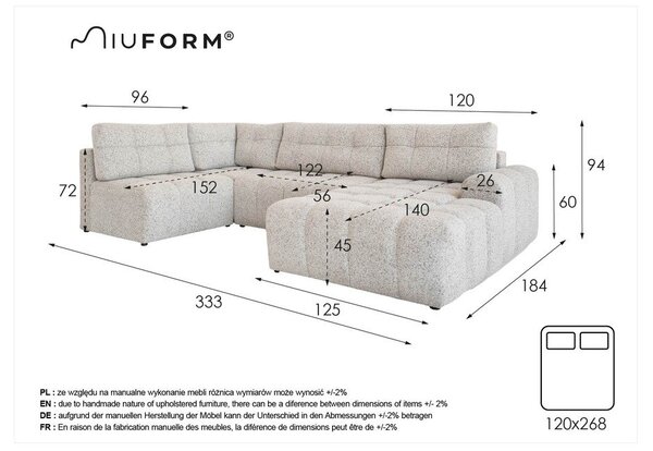 Kremowy rozkładany narożnik modułowy ze schowkiem (lewostronny) Lulu – Miuform
