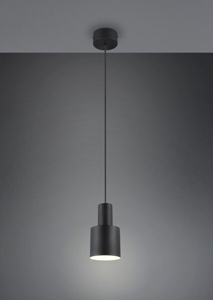 Czarna lampa wisząca z metalowym kloszem ø 12 cm Agudo – Trio
