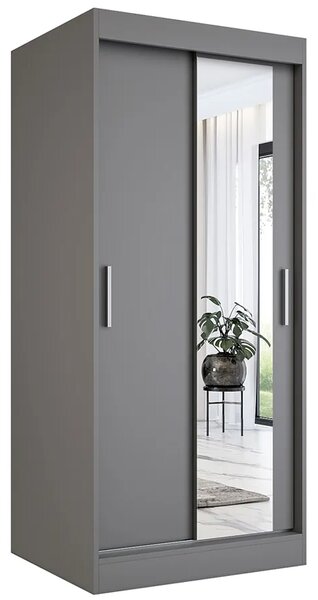Antracytowa szafa przesuwna z lustrem F4-G60