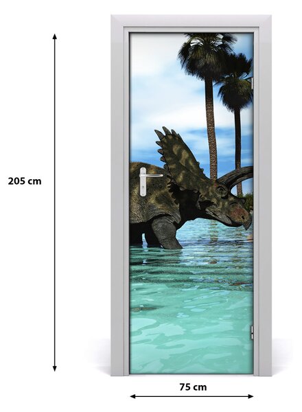 Naklejka samoprzylepna na drzwi Dinozaury na plaży