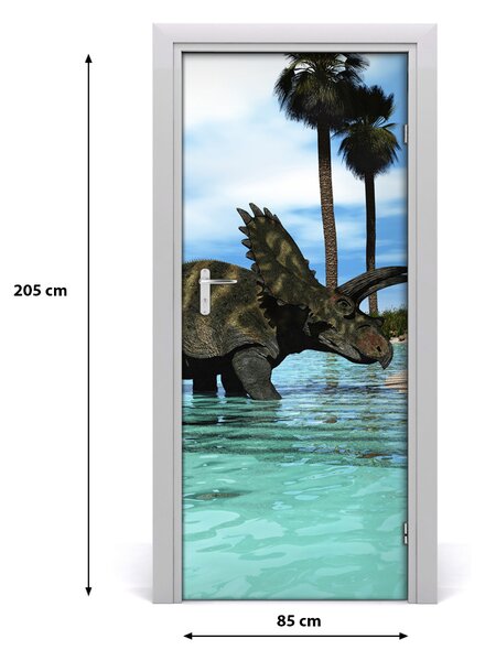 Naklejka samoprzylepna na drzwi Dinozaury na plaży