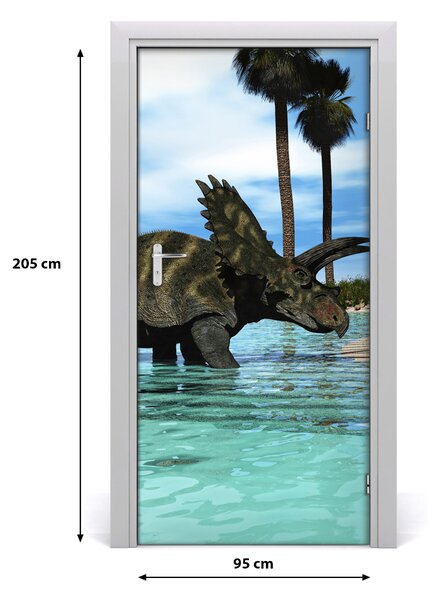 Naklejka samoprzylepna na drzwi Dinozaury na plaży