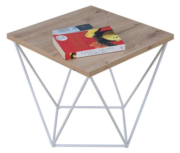 Druciany stolik kawowy w stylu skandynawskim dąb artisan + biały Z6-P96