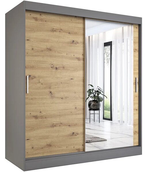 Szafa przesuwna antracyt + dąb artisan 180 cm T5-F11