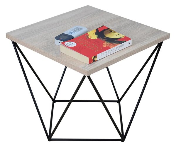 Druciany stolik kawowy w stylu loft dąb sonoma+ czarny R6-R80