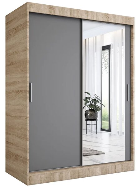 Szafa przesuwna dąb sonoma + antracyt 150 cm H4-H88
