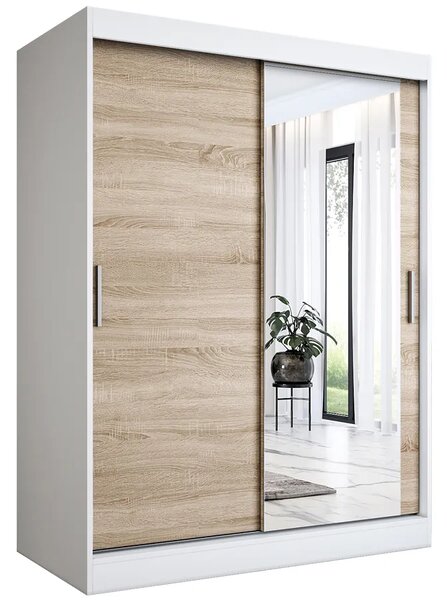 Szafa przesuwna biel + dąb sonoma 150 cm W2-L61