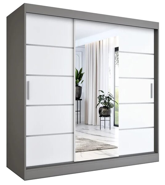 Szafa Przesuwna Biały 200 Cm Antracyt + B8-F55