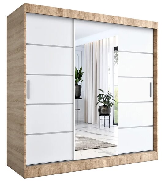Szafa przesuwna 200 cm dąb sonoma + biały D9-Z41