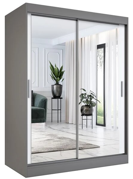Szafa przesuwna z lustrem 150 cm antracyt + biały B9-Z12