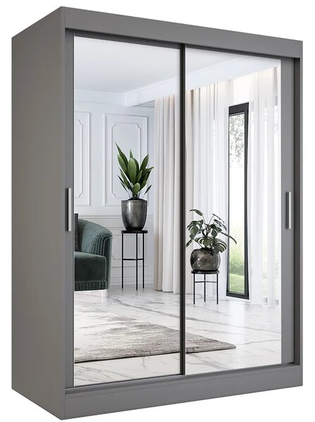 Antracytowa szafa przesuwna z lustrem 150 cm B9-C53