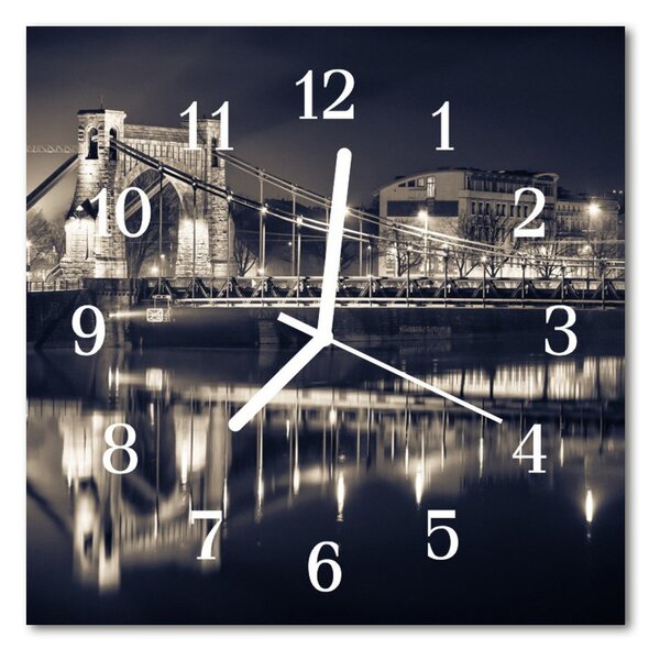 Zegar ścienny kwadrat Most miasto noc