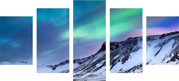 5-częściowy obraz norweska zorza polarna