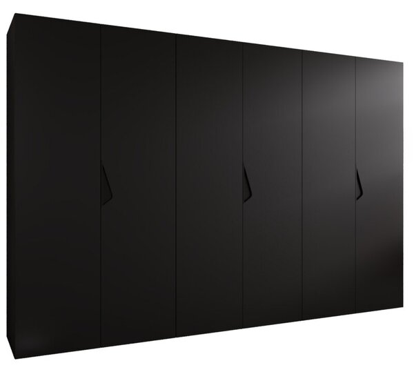 Szafa uchylna otwierana Sandi 1 300 (3x100) wys. 202 cm czarny + u. czarny